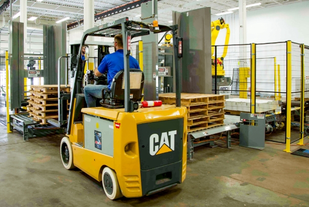 Forklift Moving Pallet Stack