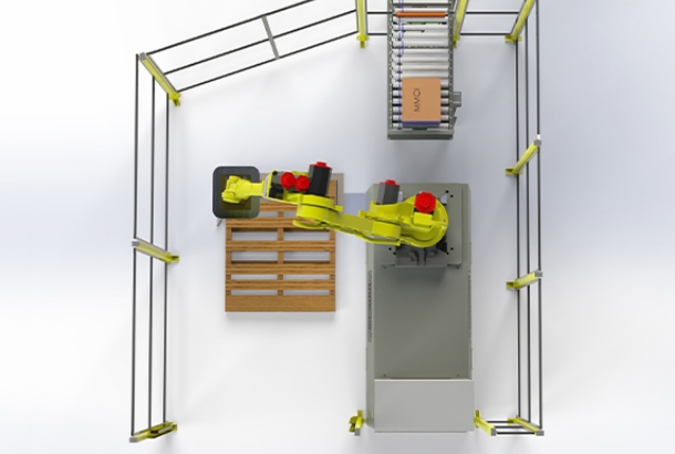 Robotic Palletizer Cell with 1 Pallet Location