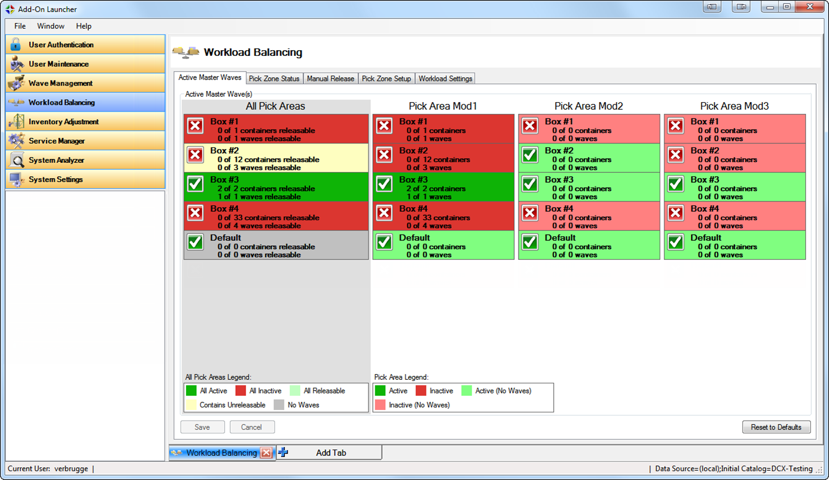 Workload Balancing Software Screen