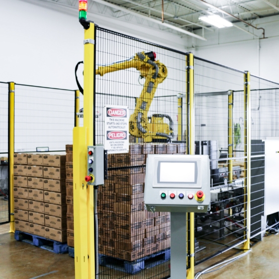 Robotic Case Palletizer with Small Footprint